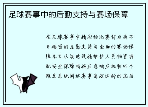 足球赛事中的后勤支持与赛场保障